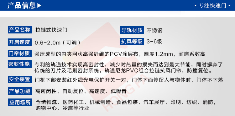 拉链快速门技术参数