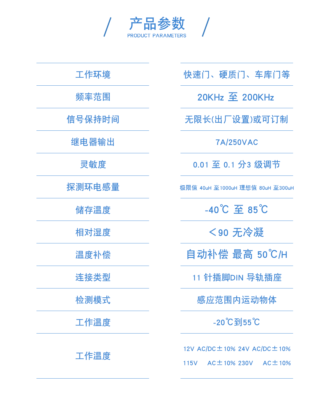 必一运动
t20感应器产品参数